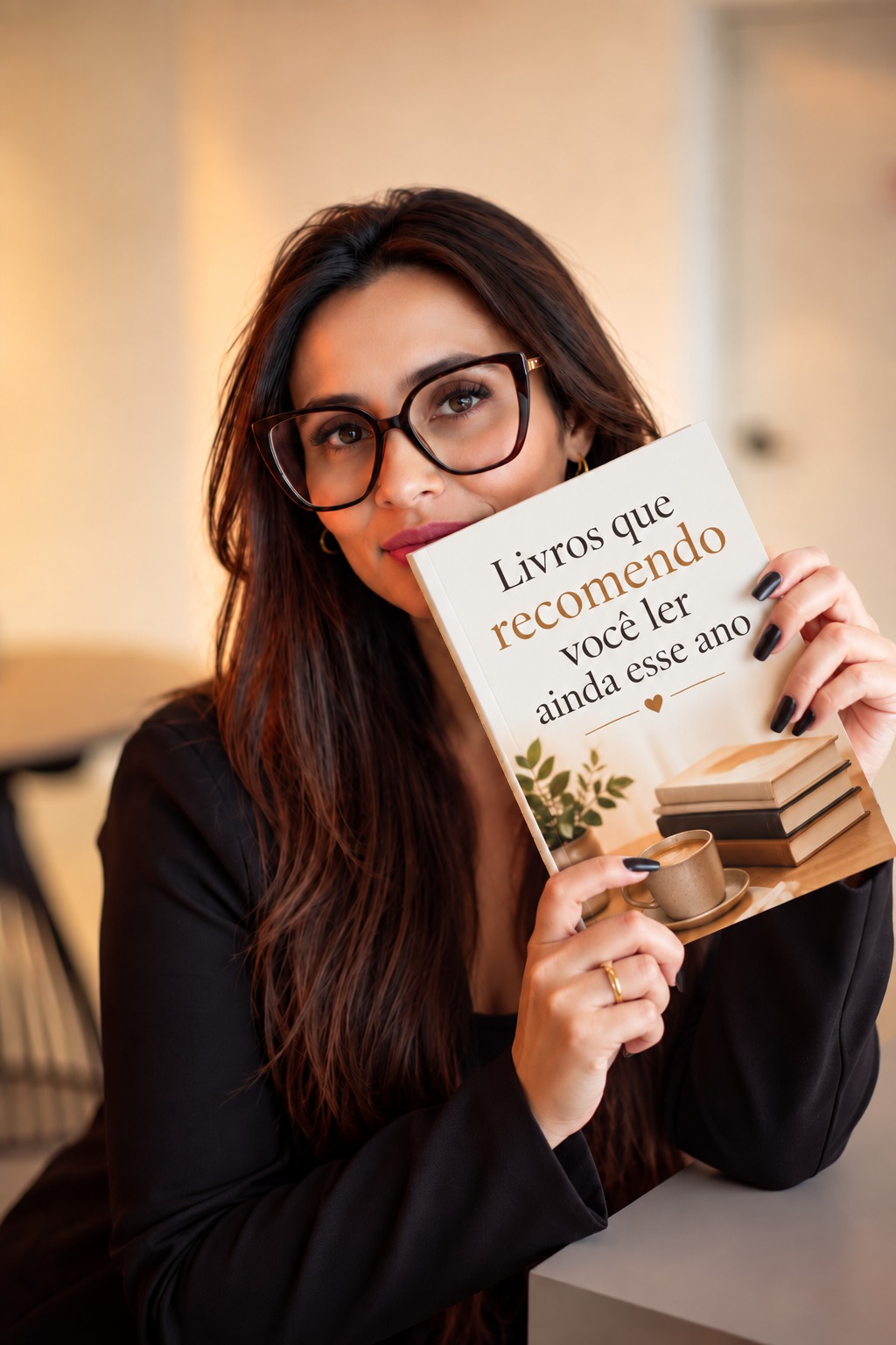 Luciana Santos segurando o livro Livros que recomendo você ler ainda esse ano